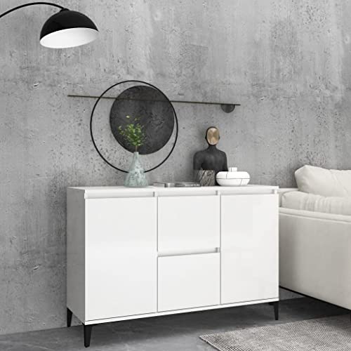 WIFESE Sideboard Hochglanz-Weiß 104x35x70 cm Komodenschrank KüChenschrank Komode Schrank Klein Flurschrank Schrank Mit Schubladen Schrank Schmal Wohnzimmer Küche Flur Sideboard von WIFESE