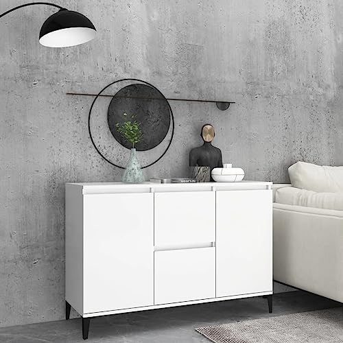 WIFESE Sideboard KüChenschrank Komode Schrank Klein Flurschrank Schrank Mit Schubladen Komodenschrank Schrank Schmal Wohnzimmer Küche Flur Sideboard Weiß 104x35x70 cm von WIFESE