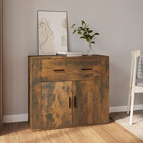 WIFESE Sideboard Räuchereiche 80x33x70 cm Holzwerkstoff Schrank Klein Kommode KüChenschrank Kommoden & Sideboards Flur Kommode Wc Schrank Schmal Klein Sideboard Schlafzimmer von WIFESE