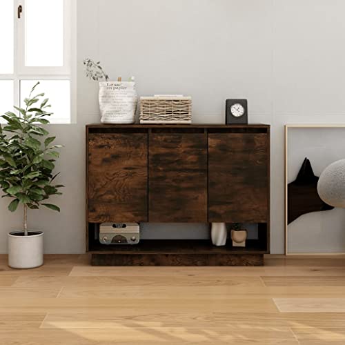 WIFESE Sideboard Räuchereiche 97x31x75 cm Holzwerkstoff Komodenschrank KüChenschrank Schlafzimmer Schrank Klein Badezimmerschrank Flur MöBel Allzweckschrank Kommode Flur Fernsehschrank von WIFESE