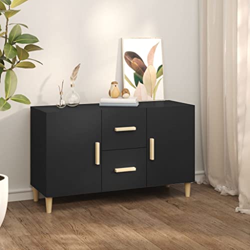 WIFESE Sideboard Schwarz 100x36x60 cm Holzwerkstoff Kommode mit Schubladen Sideboard Wohnzimmer Kommode Schwarz Sideboard KüChe Industrial MöBel Sideboard Schlafzimmer Schrank mit Schubladen von WIFESE