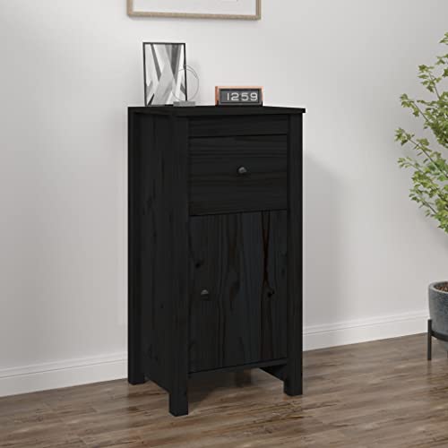 WIFESE Sideboard Schwarz 40x35x80 cm Massivholz Kiefer Kommode KüChenschrank Badezimmerschrank Komodenschrank Kommode Flur Sideboard Schlafzimmer Schrank Klein von WIFESE