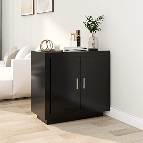 WIFESE Sideboard Schwarz 80x40x75 cm Holzwerkstoff Kommode KüChenschrank Schrank Klein Kommode Schmal Flurschrank Schmal Badezimmerschrank Komodenschrank Wohnzimmerschrank Beistellschrank von WIFESE