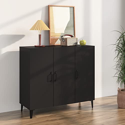 WIFESE Sideboard Schwarz Sideboard Wohnzimmer Sideboard Schwarz Wohnzimmerschrank Sideboard KüChe Sideboard Holz Industrial MöBel Sideboard Schlafzimmer Sideboard Flur 90x34x80 cm Holzwerkstoff von WIFESE