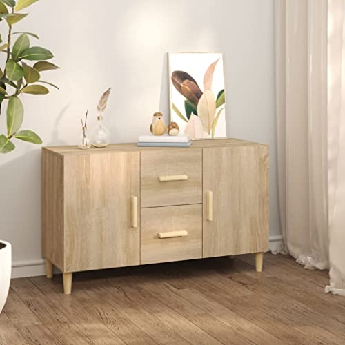 WIFESE Sideboard Sonoma-Eiche 100x36x60 cm Holzwerkstoff Kommode mit Schubladen Sideboard Wohnzimmer Kommoden & Sideboards Holz Industrial MöBel Sideboard Schlafzimmer Kommode Sonoma Eiche von WIFESE