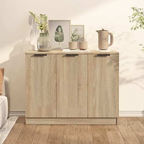 WIFESE Sideboard Sonoma-Eiche 90,5x30x70 cm Holzwerkstoff Kommode KüChenschrank Schrank Klein Kommode Schmal Flurschrank Schmal Badezimmerschrank Komodenschrank Wohnzimmerschrank Beistellschrank von WIFESE