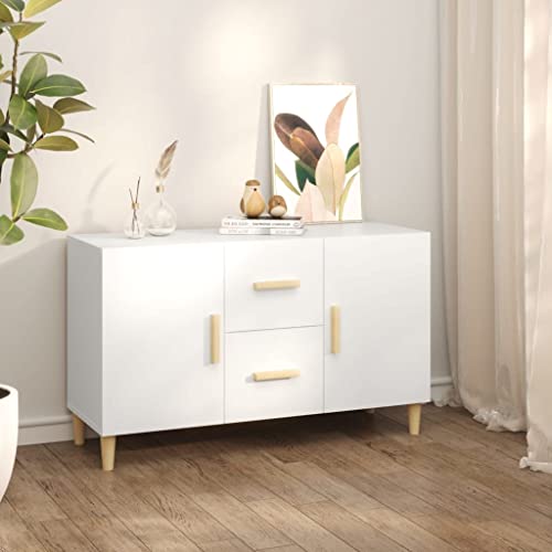 WIFESE Sideboard Weiß 100x36x60 cm Holzwerkstoff Kommode Weiß Kommode mit Schubladen Sideboard Wohnzimmer Kommode Holz Wohnzimmerschrank Komodenschrank Weiß Sideboard Holz Sideboard Schlafzimmer von WIFESE