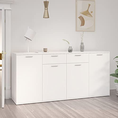 WIFESE Sideboard Weiß 160x36x75 cm Holzwerkstoff Kommode KüChenschrank Schrank Klein Kommode Schmal Flurschrank Schmal Badezimmerschrank Komodenschrank Sideboard Holz Regal von WIFESE