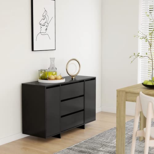 WIFESE Sideboard mit 3 Schubladen Schwarz 120x41x75 cm Holzwerkstoff Kommode KüChenschrank Schrank Klein Kommode Schmal Flurschrank Schlafzimmer Kommode Flur MöBel Highboard Sideboard KüChe von WIFESE