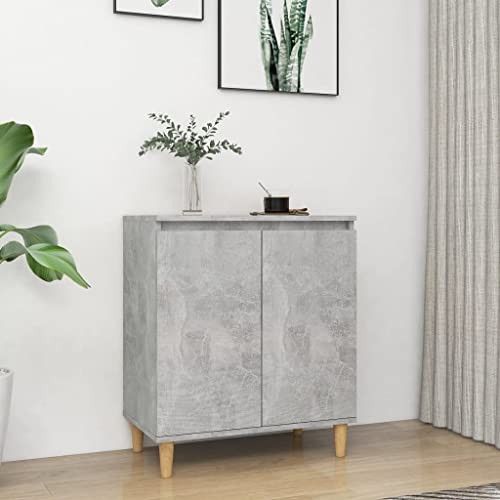 WIFESE Sideboard Mit Massivholz-Beinen Betongrau 60x35x70 cm - Komodenschrank, Küchenschrank, Flurschrank Mit Schubladen - Schmal Für Wohnzimmer, Küche, Flur von WIFESE