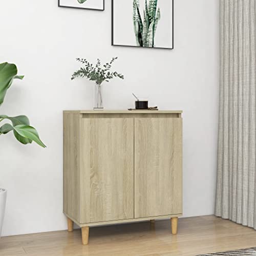 WIFESE Sideboard mit Massivholz-Beinen Sonoma-Eiche 60x35x70 cmKomodenschrank KüChenschrank Komode Schrank Klein Flurschrank Schrank Mit Schubladen Schrank Schmal Wohnzimmer Küche Flur Sideboard von WIFESE