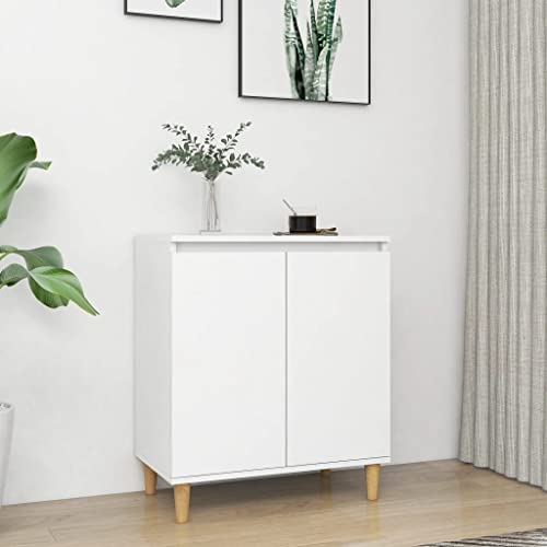 WIFESE Sideboard mit Massivholz-Beinen Weiß 60x35x70 cm Komodenschrank KüChenschrank Komode Schrank Klein Flurschrank Schrank Mit Schubladen Schrank Schmal Wohnzimmer Küche Flur Sideboard von WIFESE