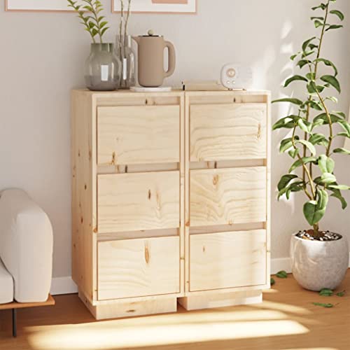 WIFESE Sideboards 2 STK. 32x34x75 cm Massivholz Kiefer Sideboard Wohnzimmer Sideboard Sonoma-Eiche Sideboard KüChe Sideboard Holz Industrial MöBel Sideboard Schlafzimmer Sideboard Schmal von WIFESE