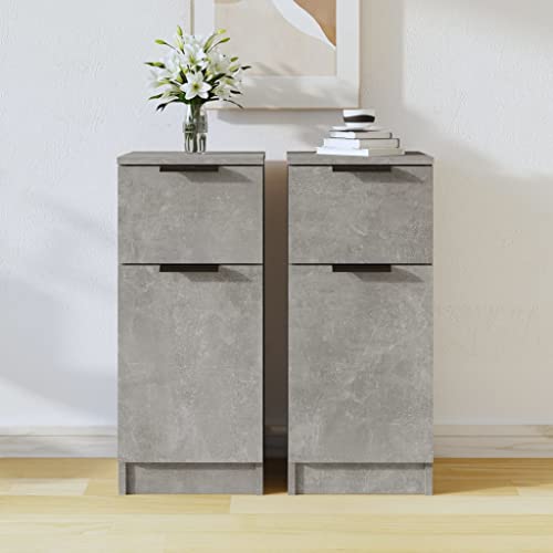 WIFESE Sideboards 2 STK. Betongrau 30x30x70 cm Kleine Kommode KüChenschrank Schrank Klein Kommode Schmal Flurschrank Schmal Badezimmerschrank Komodenschrank Wohnzimmerschrank von WIFESE