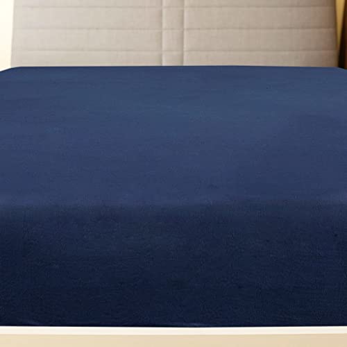 WIFESE Spannbettlaken Marineblau Baumwolle Bettbezug Bettlaken BettwäSche Baumwolle Flauschige BettwäSche Winter BettwäSche Topper Spannbettlaken Kuschel BettwäSche Bed Cover Jersey 140x200 cm von WIFESE