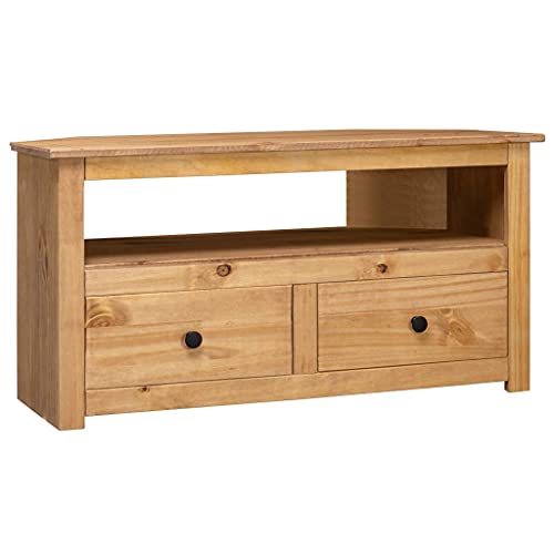 WIFESE TV-Eckschrank 93x49x49 cm Fernsehtisch Massivholz Panama-Kiefer TV-Möbel HiFi-Schrank Wohnzimmer Schränke TV Kommode mit Staufunktion für Wohnzimmer Schlafzimmer Elegantes und Retro Design von WIFESE