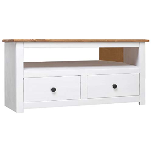 WIFESE TV-Eckschrank Weiß 93x49x49 cm Massivholz Panama-Kiefer Fernsehtisch TV-Möbel HiFi-Schrank Wohnzimmer Schränke TV Kommode mit Staufunktion für Wohnzimmer Schlafzimmer Elegantes Design von WIFESE