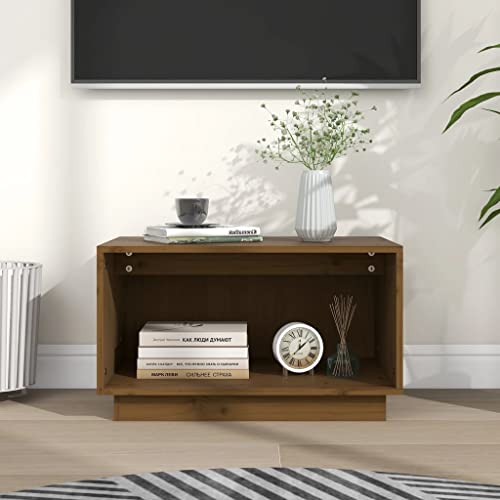 WIFESE TV-Schrank Honigbraun 60x35x35 cm Massivholz Kiefer Fernsehtisch TV-Möbel & Phonomöbel HiFi-Schrank Sideboard Wohnzimmertisch Holz TV Kommode mit Staufunktion für Wohnzimmer/Schlafzimmer von WIFESE