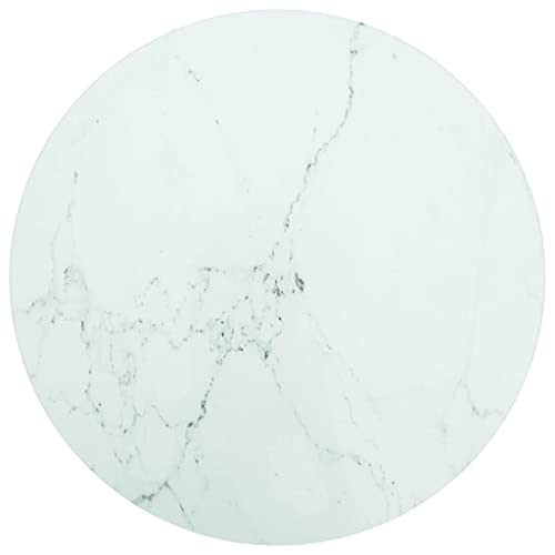 WIFESE Tischplatte Weiß Ø40x0,8 cm Esstisch Glasplatte Multiplex Platte Glasplatte Tischplatte Rund Tabletop KüChenplatte Arbeitsplatte Glasscheiben Rund Tischplatten Hartglas in Marmoroptik von WIFESE