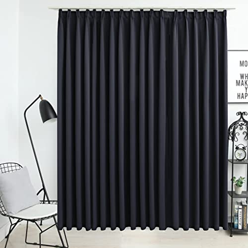 WIFESE Verdunkelungsvorhang 290x245 cm mit Haken Gardinen Vorhänge Blickdicht Thermovorhang Kälteschutz Vorhang Wärmeisolierend Curtains Türvorhang Thermo Kälteschutz Schwarz Polyester von WIFESE