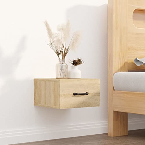 WIFESE Wand-Nachttisch Sonoma-Eiche 35x35x20 cm Nachtschrank Bedside Table Nachtkästchen Nightstand Nachtkonsole für Schlafzimmer Multifunktional Stabil & Langlebig Einfaches Design von WIFESE