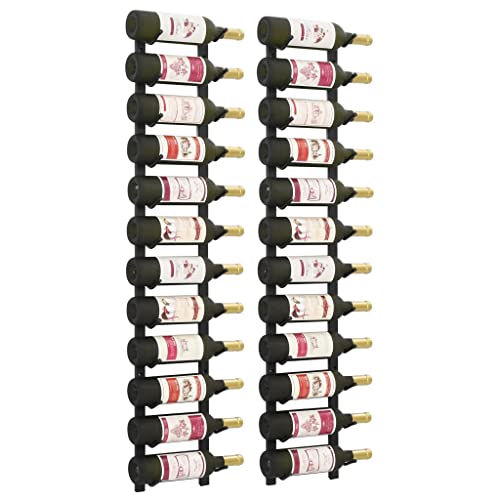 WIFESE Wand-Weinregale für 12 Flaschen 2 STK. Schwarz Weinflaschenhalter Weinregal Wand GeträNkeregal Weinregal Metall Weinhalter Flaschenregal Schmal Schnapsregal Eisen 19x11x120 cm von WIFESE