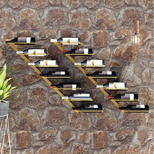 WIFESE Wand-Weinregale für 7 Flaschen 2 STK. Golden Weinflaschenhalter Weinregal Wand Flaschenregal Schmal GeträNkeregal Weinregal Metall Weinregal Stapelbar Schnapsregal Metall 88x8x72 cm von WIFESE