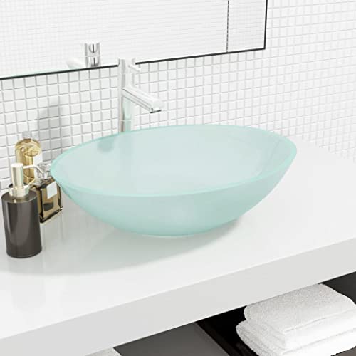 WIFESE Waschbecken Glas 50x37x14 cm Matt Aufsatzwaschbecken Eckig Badezimmer Möbel Waschbecken Gäste WC Handwaschbecken Dekoratives Waschraum Sein Badezimmer Modernes Aussehen Breite Anwendung von WIFESE