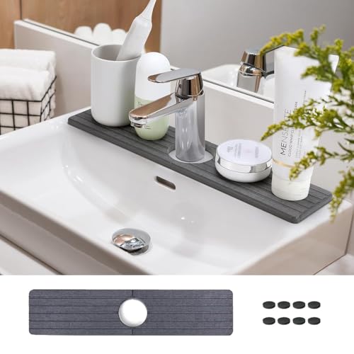 WIFORH Stein-Wasserhahn-Matte für Küchenspüle, 40 cm lang, Kieselgur, schnell trocknend, harte Spülbeckenablage, Kieselgur-saugfähige Matte, Wasserhahn-Spritzschutz für Badezimmer, Küche, 40 x 9 cm WIFORH Stein-Wasserhahn-Matte für Küchenspüle, 40 cm lang, Kieselgur, schnell trocknend, harte Spülbeckenablage, Kieselgur-saugfähige Matte, Wasserhahn-Spritzschutz für Badezimmer, Küche, 40 x 9 cm von WIFORH