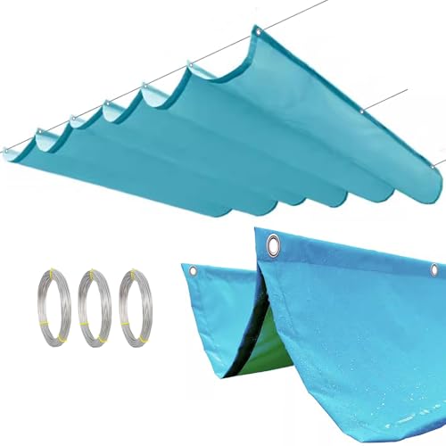 Einziehbares Wellen-Sonnensegel, Wasserdicht UV-beständig Sonnenschutz Überdachung Mit Montagesatz Für Den Außenbereich Pergola Garten Wintergarten Terrasse(Light Blue) von WIGING