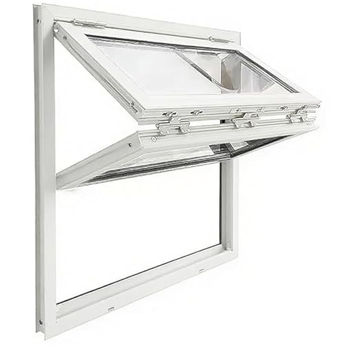 Maßgefertigt Auf-Ab-Faltfenster Servierfenster Bündig Montiert Aluminiumrahmen Vertikalschiebefenster Mit Glas Und Schlössern Für Café Imbisswagen Küche(White) von WIGING