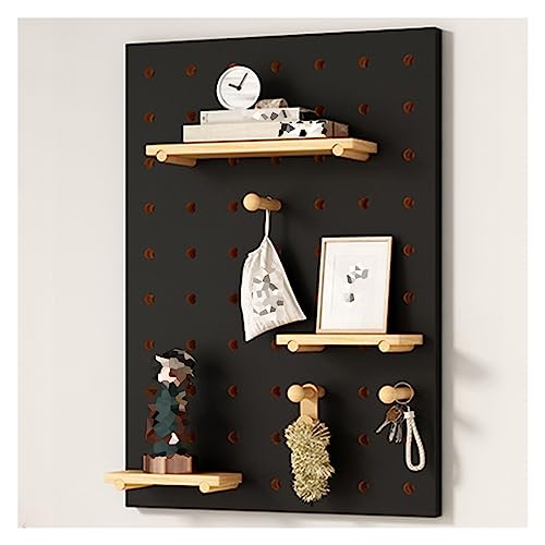 Massivholz Perforiertes Brett, 1,6cm Dick Wandhalterung Stecktafel Anzeigen, Multifunktional Perforiert Werkzeug Aufbewahrungshalter Für Zuhause Büro Garage ( Color : Black , Size : (LxH)60x80cm ) von WIGING