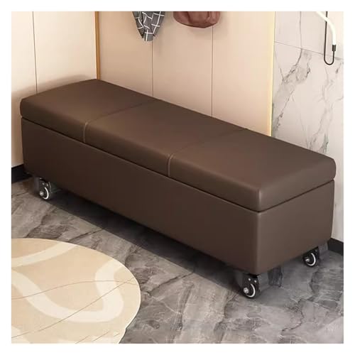 Bewegliche Aufbewahrungsbank, gepolsterte Aufbewahrungsbank, Eingangsbank mit Rollen, Bettbank, Schuhsitz, Ottomane für Wohnzimmer, Eingangsbereich (Braun, 60 cm) von WIGSELBL