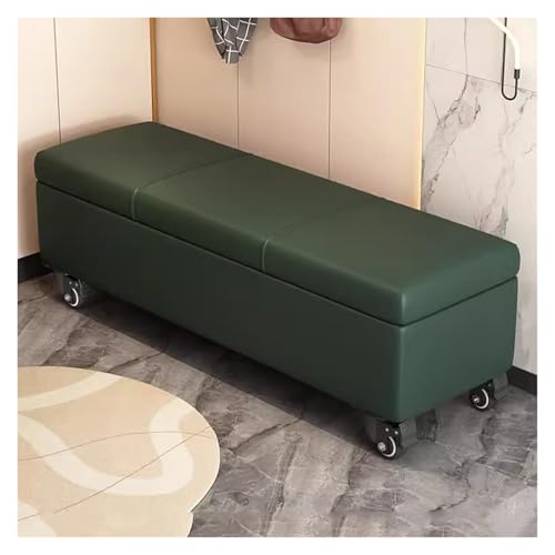 Bewegliche Aufbewahrungsbank, gepolsterte Aufbewahrungsbank, Eingangsbank mit Rollen, Bettbank, Schuhsitz, Ottomane für Wohnzimmer, Eingangsbereich (Grün, 60 cm) von WIGSELBL