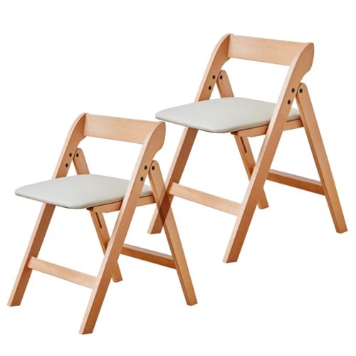 Gepolsterte, faltbare Stühle mit Massivholzrahmen, tragbare Küchenstühle, stapelbar und montiert, Akzentstühle für Gäste, Büro, Hochzeit und Party (2 Stück) von WIGSELBL
