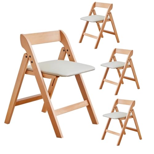 Gepolsterte, faltbare Stühle mit Massivholzrahmen, tragbare Küchenstühle, stapelbar und montiert, Akzentstühle für Gäste, Büro, Hochzeit und Party (4 Stück) von WIGSELBL