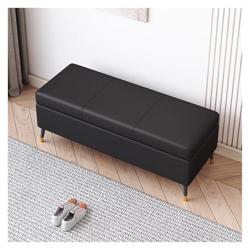 Kunstleder-Ottomane, rechteckig, gepolstert, Fußstütze, Bank, Eingangsbereich, große Couch, Ottomane mit Sitzgelegenheit und Metallbeinen (Nero, 120 cm) von WIGSELBL