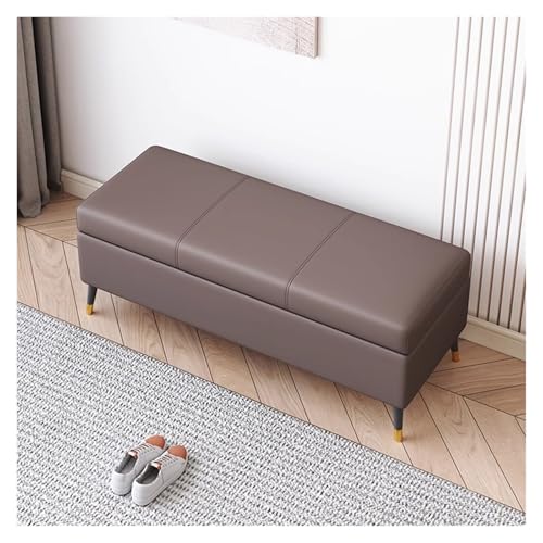 Moderne Polsterbank mit Stauraum, Kunstleder, gepolsterter Fußhocker mit Stauraum, Eingangsbereich, Couch, Ottomane, Bettbank für Schlafzimmer, Wohnzimmer (Braun, 60 cm) von WIGSELBL