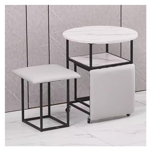 WIGSELBL 5-in-1-Sitzwürfel mit Drehrollen und Couchtisch, stapelbarer Sofastuhl, Hocker, Ottomane, Hocker, beweglicher Schminkstuhl für Wohnzimmer (grau) von WIGSELBL