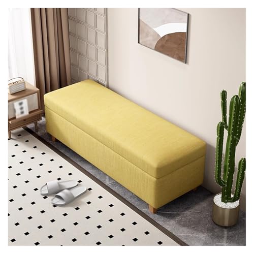 WIGSELBL Aufbewahrungsbank aus Leinen für Schlafzimmer, lange Truhe, Bettbank, Fußhocker mit Stauraum, moderne Ottomane aus der Mitte des Jahrhunderts für Wohnzimmer (Gelb, 80 cm) von WIGSELBL