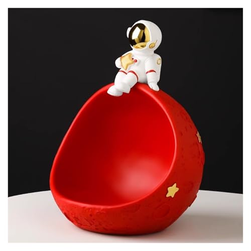 WIGSELBL Aufbewahrungsbox für Astronautenstatue, Süßigkeitenschale, Schlüsselschale für Tischdekoration, kreativer Schlüsselhalter und Schmuck-Aufbewahrungsbox, Geschenke für Raumfahrer-Liebhaber (rot von WIGSELBL