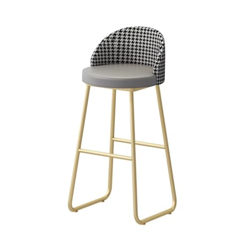 WIGSELBL Barhocker, Thekenhöhe, Barstühle mit runder Rückenlehne, modern, gepolstert, armlos, Barhocker mit goldfarbenen Metallbeinen für Kücheninsel (Grau-1) von WIGSELBL