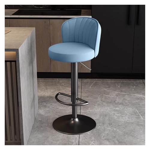 WIGSELBL Barhocker aus Kunstleder, drehbar, Thekenhöhe, verstellbare Barstühle mit Rückenlehne und Fußstütze, Kücheninselhocker für Zuhause, Küche (blau) von WIGSELBL