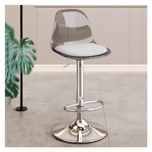 WIGSELBL Barhocker aus transparentem Acryl, verstellbar, drehbar, Barhocker mit Rückenlehne und Fußstütze, moderne, transparente Thekenhocker für Kücheninsel (grau) von WIGSELBL