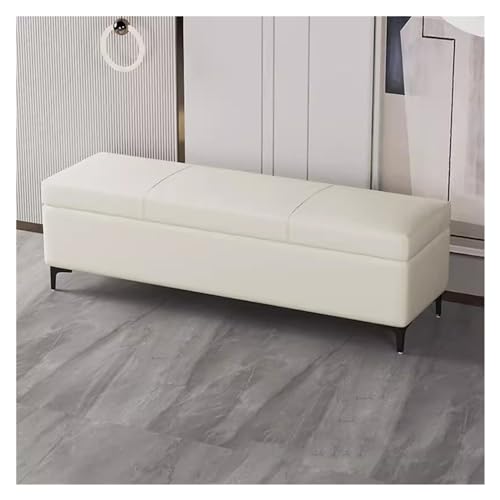 WIGSELBL Bettbank, Ottomane, moderne Aufbewahrungsbank, Hocker mit Stauraum und Metallbeinen, gepolsterte Schlafzimmerbank, Innenbank für Wohnzimmer, Schlafzimmer (Farbe: Creme, Größe: 120 cm) von WIGSELBL