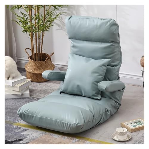 WIGSELBL Bodenstuhl mit Armlehne und Kissen, zusammenklappbar, Chaiselonge, Sofa, 5 Positionen, verstellbar, bequem, Gaming-Liegestuhl, Couch, gepolsterte Sitze für Erwachsene (blau) von WIGSELBL