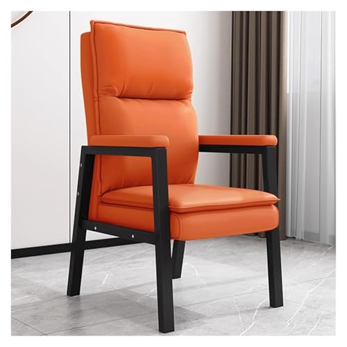 WIGSELBL Gästestühle aus Kunstleder, Empfangsstühle mit gepolsterten Armlehnen, gepolsterter Sitzungssessel für Konferenzen, Gästezimmer für Wartezimmer, Heimbüro (Orange) von WIGSELBL