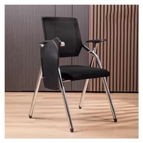 WIGSELBL Klappbarer Bürostuhl, Tablet-Sessel mit befestigtem Schreibtisch, Netz-Studentenstuhl mit Lendenwirbelstütze, faltbarer Schreibtischstuhl, Stapelstühle, Metallrahmen (Nero) von WIGSELBL
