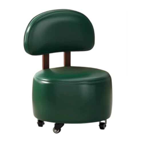 WIGSELBL Kleiner Fußhocker aus Massivholz, Ottomane mit Rollen, Sofa, Tee-Hocker, Wechselschuhe, Bank, Fußstütze, Tritthocker, gepolsterter Sitz, Holzbeine, Stühle für Schlafzimmer (grün) von WIGSELBL