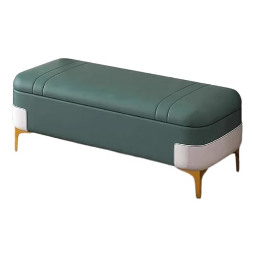 WIGSELBL Lange Ottoman-Bank mit Stauraum, Kunstleder-Ottomane, Bettbank für den Innenbereich, schmal und Sitzgelegenheit für Fußstütze im Schlafzimmer (Grün, 120 cm) von WIGSELBL
